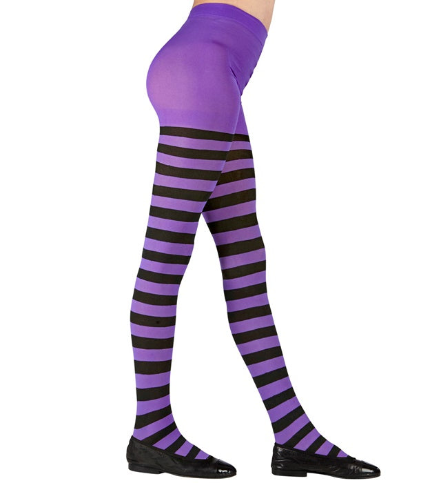 Purple/Black Striped Pantyhose 70 Den