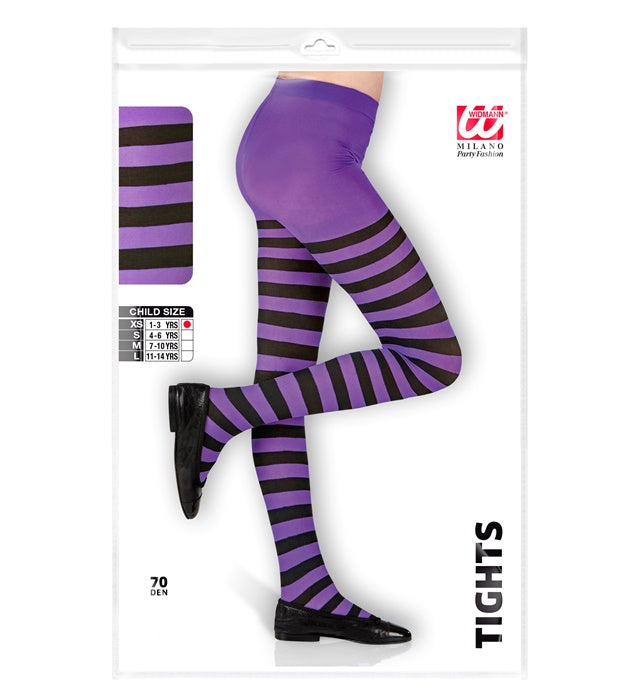 Purple/Black Striped Pantyhose 70 Den