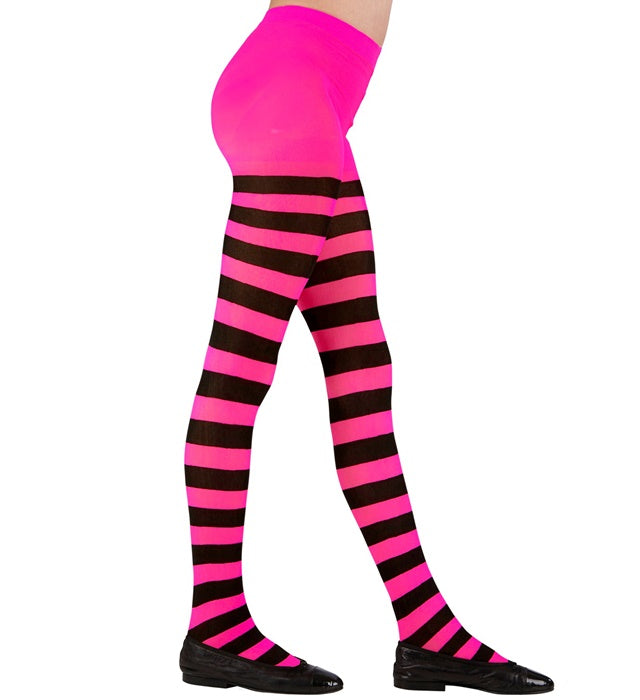 Pink/Black Striped Pantyhose 70 Den
