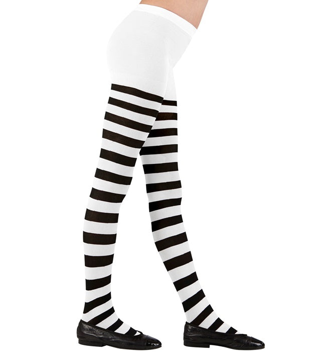 White/Black Striped Pantyhose 70Den