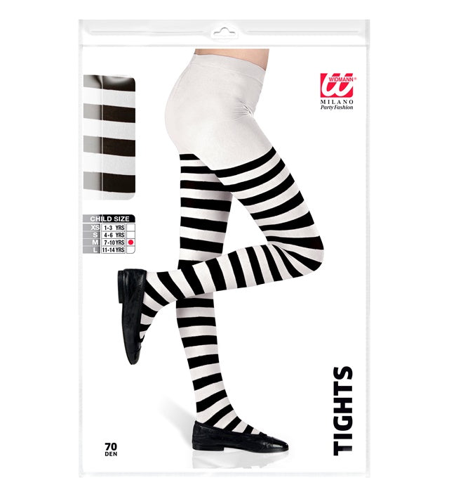 White/Black Striped Pantyhose 70Den