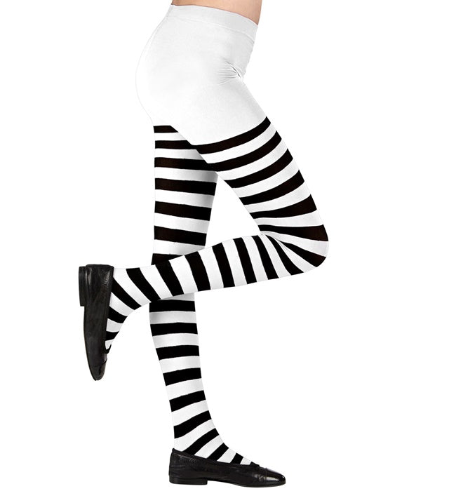White/Black Striped Pantyhose 70Den