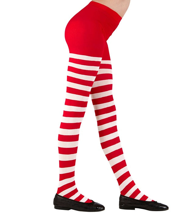 White/Red Striped Pantyhose 70 Den