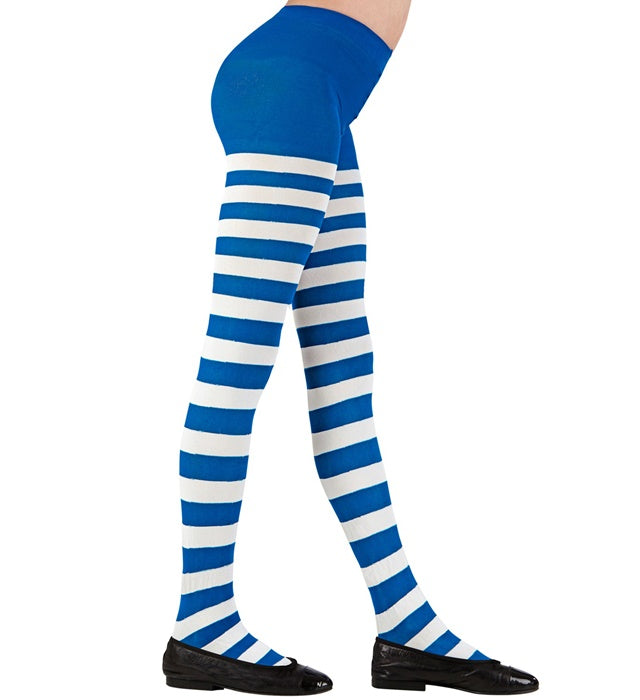 White/Blue Striped Pantyhose 70 Den