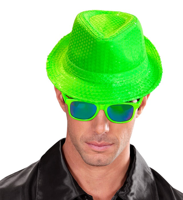 Neon Green Sequin Fedora