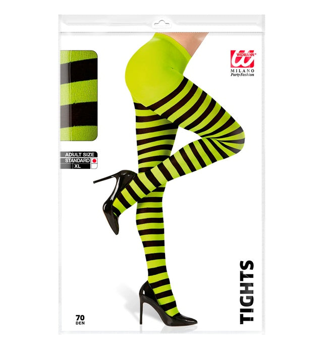 Green/Black Striped Pantyhose 70 Den