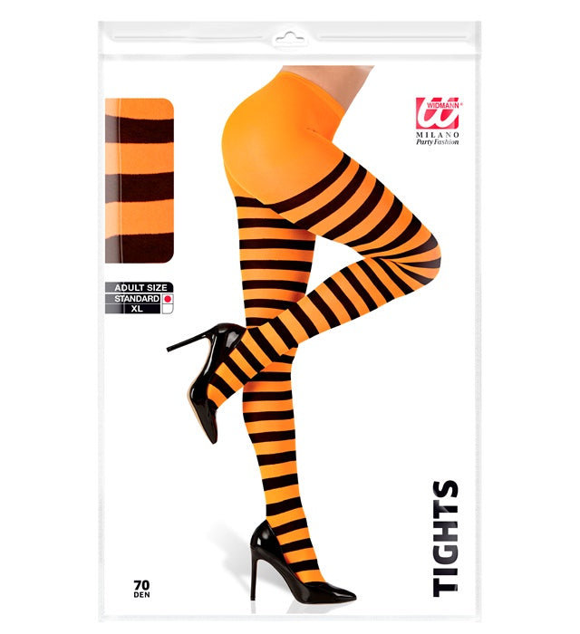 Orange/Black Striped Pantyhose 70 Den