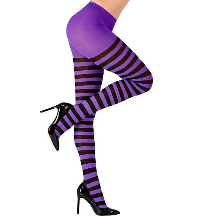 Purple/Black Striped Pantyhose 70 Den