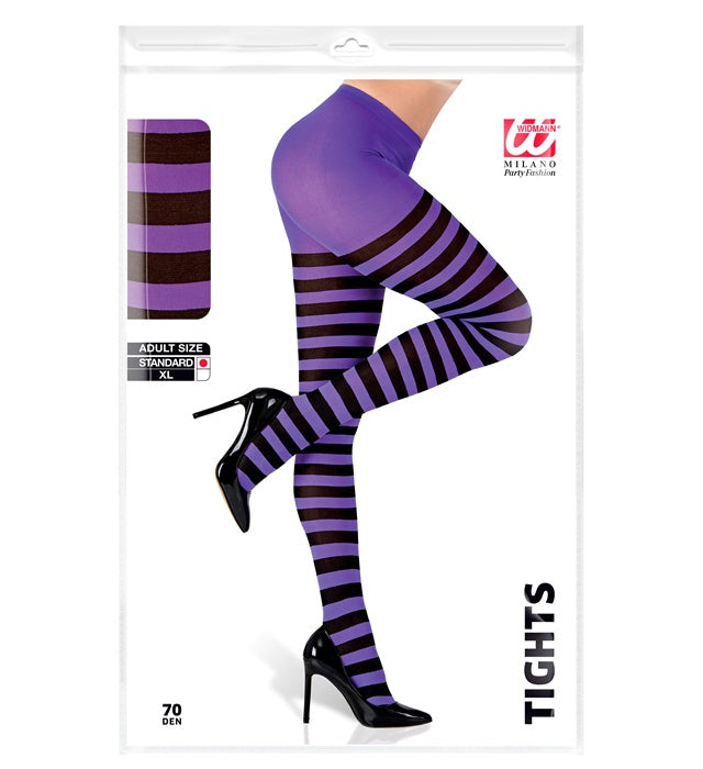 Purple/Black Striped Pantyhose 70 Den