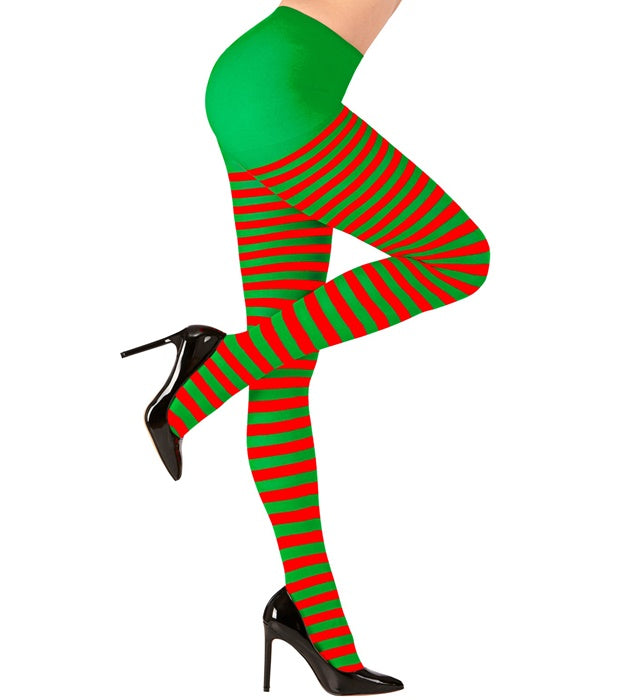 Red-Green Striped Pantyhose 70 Den