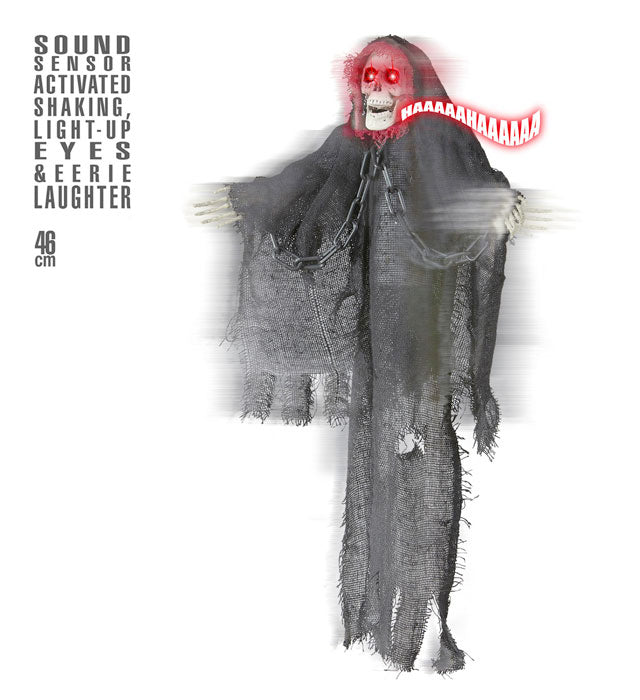 Sound Sensor Activated Animated Shaking Grim Reaper With Light-Up Eyes &amp; Eerie Laughter 46 Cm 