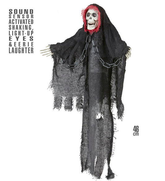 Sound Sensor Activated Animated Shaking Grim Reaper With Light-Up Eyes & Eerie Laughter 46 Cm