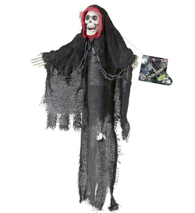Sound Sensor Activated Animated Shaking Grim Reaper With Light-Up Eyes &amp; Eerie Laughter 46 Cm 