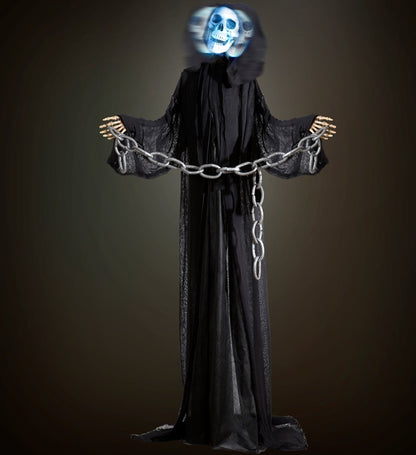 Sound Sensor Activated Animated Grim Reaper With Light-Up Turning Head & Sound 162 Cm 
