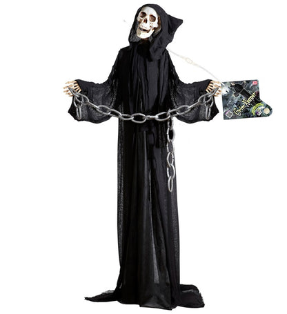 Sound Sensor Activated Animated Grim Reaper With Light-Up Turning Head & Sound 162 Cm 