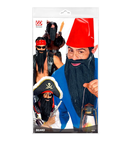Black Multicharacter Long Beard With Moustache Comfort Fit