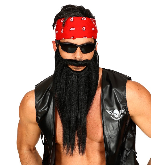 Black Multicharacter Long Beard With Moustache Comfort Fit