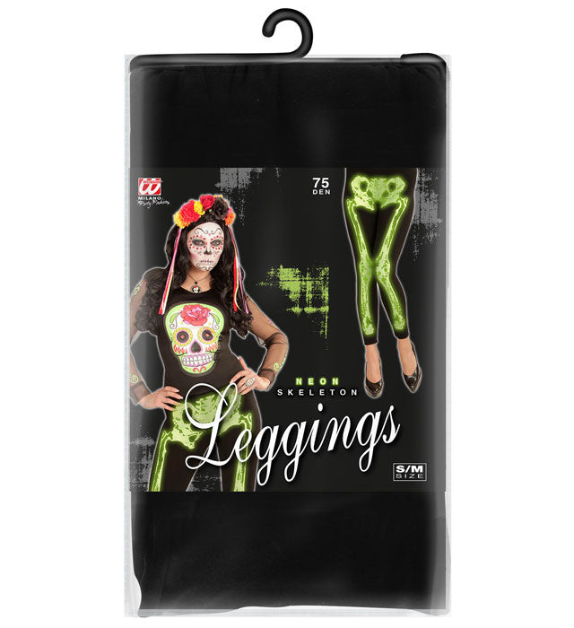 Neon Green Skeleton Leggings 75 Den