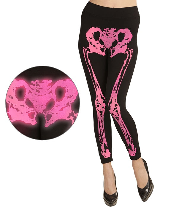 Neon Pink Skeleton Leggings 75 Den