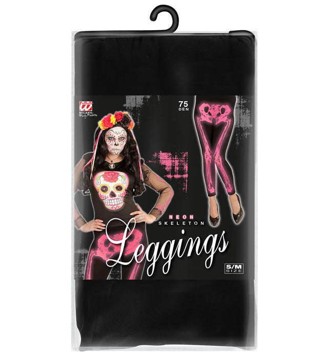 Neon Pink Skeleton Leggings 75 Den