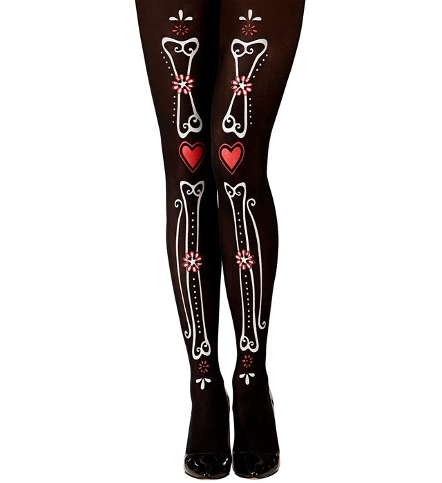 Dia De Los Muertos Bones Pantyhose 50 Den