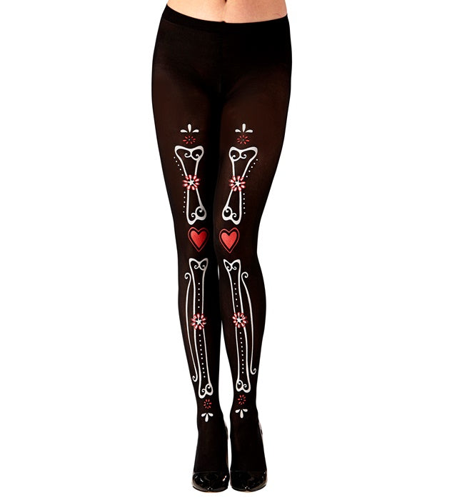 Dia De Los Muertos Bones Pantyhose 50 Den