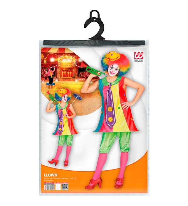 Clown  Dress With Hooped Hemline And Tie, Pantaloons 