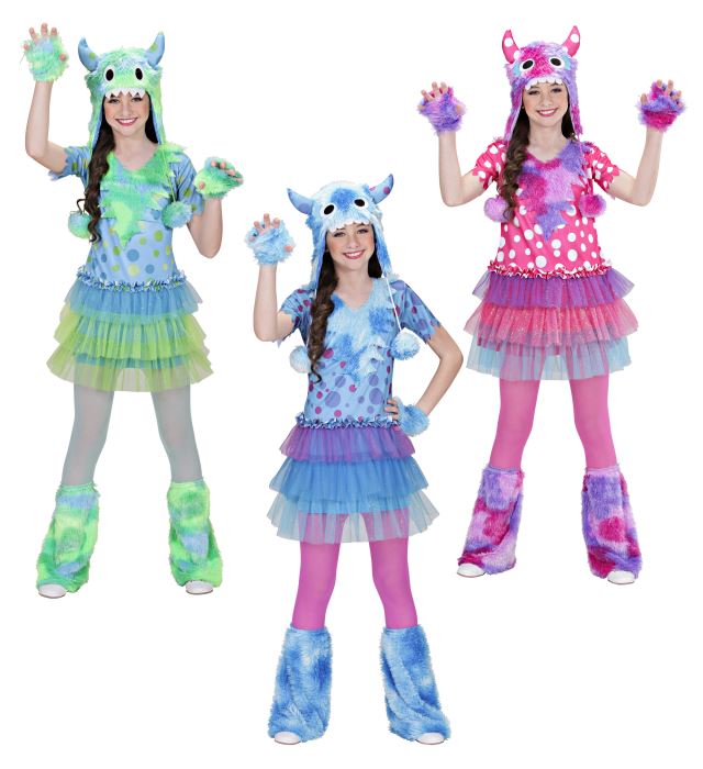 Monster Girl Dress Headpiece Gloves Leg Warmers 3 Colours Assorted Costume for Girls Image 1