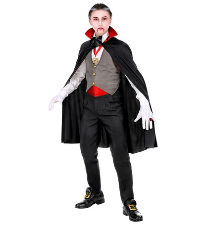 Vampire  Vest, Cummerbund, Bow Tie, Necklace With Medallion, Gloves, Cape 