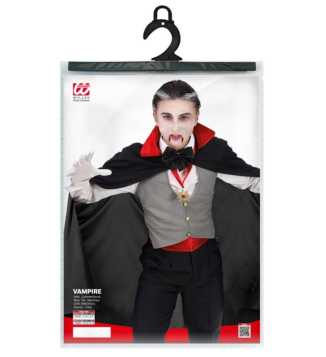 Vampire  Vest, Cummerbund, Bow Tie, Necklace With Medallion, Gloves, Cape 