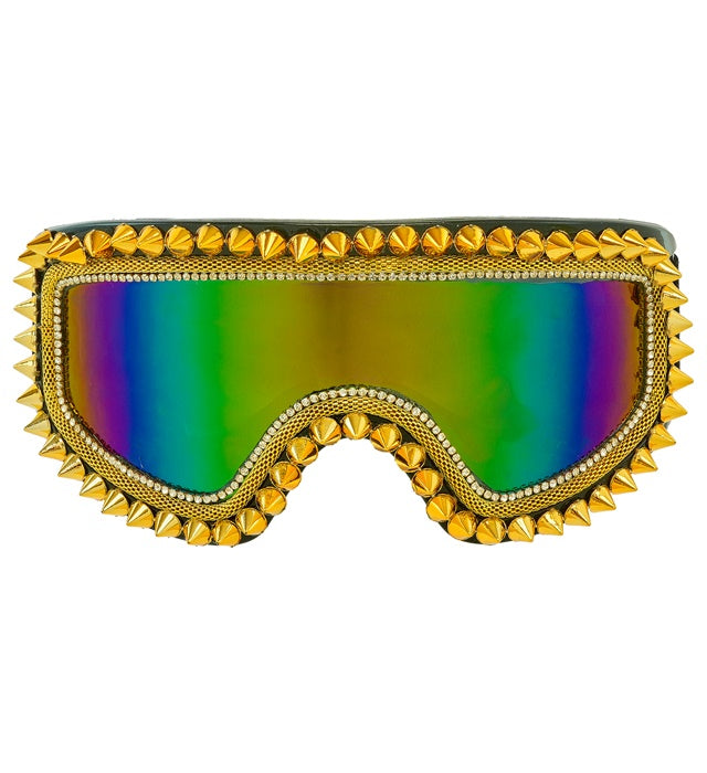 Goggles Après-Ski Winter Party Festival Studded Strass Gold