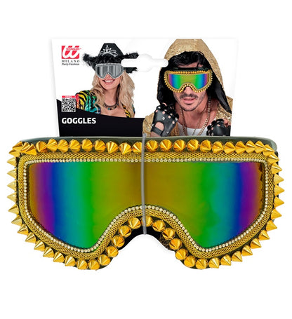 Goggles Après-Ski Winter Party Festival Studded Strass Gold