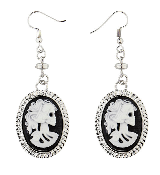 Pair Of Skull Cameo Earrings