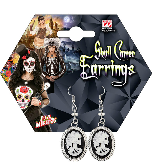 Pair Of Skull Cameo Earrings