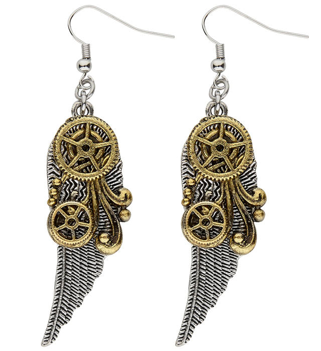Pair Of Steampunk Earrings With Wings