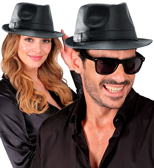 Black Leatherlook Fedora