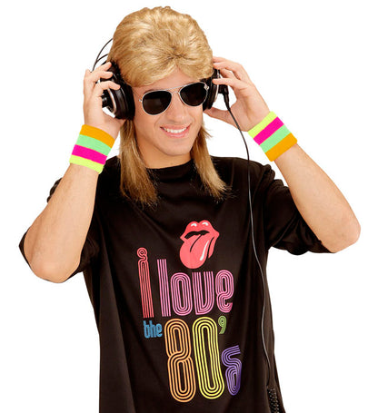 Blond 80'S Mullet Wig With Glasses In Polybag