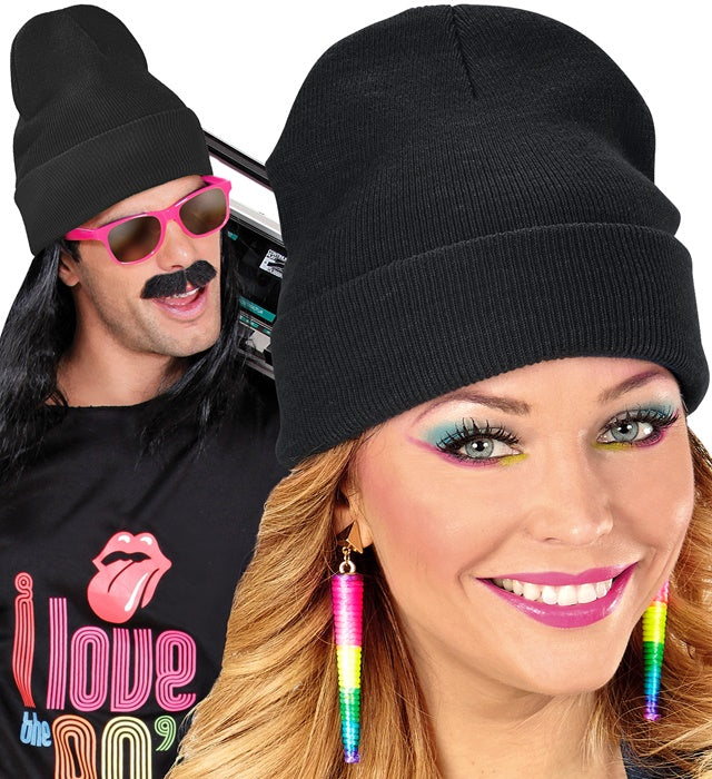 Hat Beanie Black Wool Look
