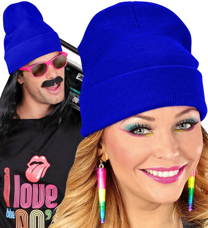 Hat Beanie Blue Wool Look