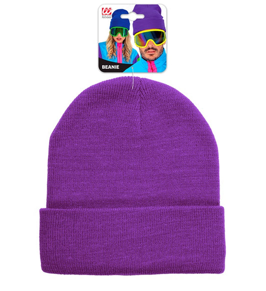 Hat Beanie Purple Wool Look
