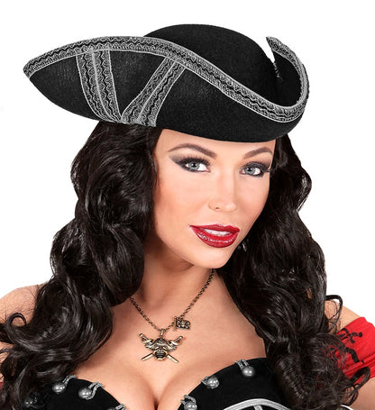 Tricorn With Silver Trim Felt