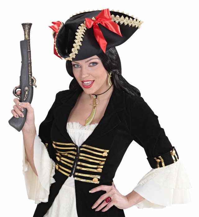 Pirate Tricorn With Gold Trim & Bows