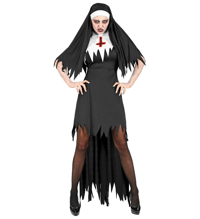 Horror Nun  Dress With Overskirt, Headpiece 