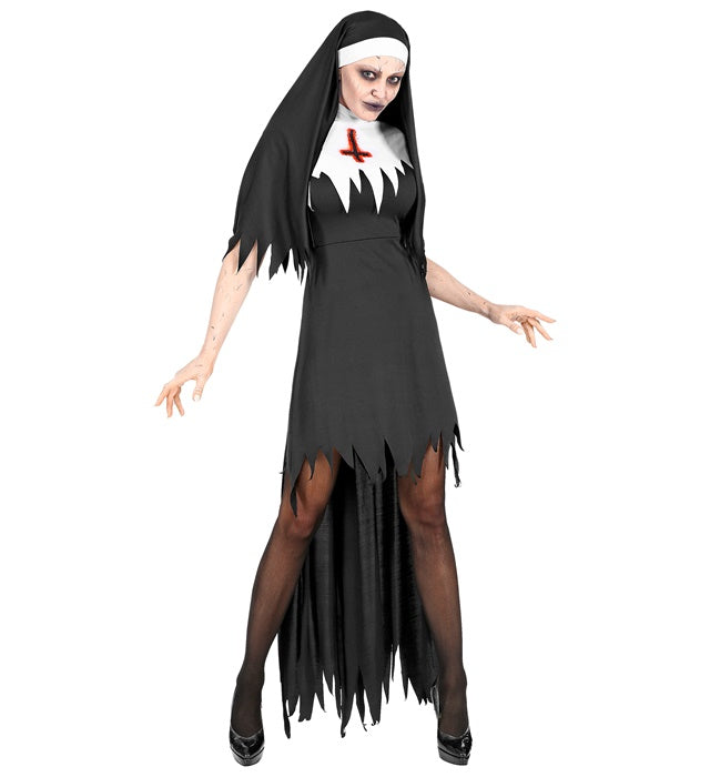 Horror Nun  Dress With Overskirt, Headpiece 