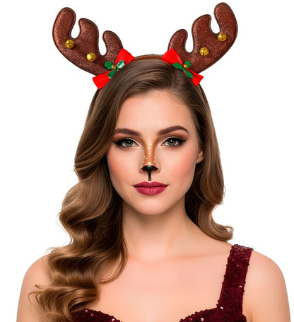 Reindeer Horns With Bows & Jingle Bells