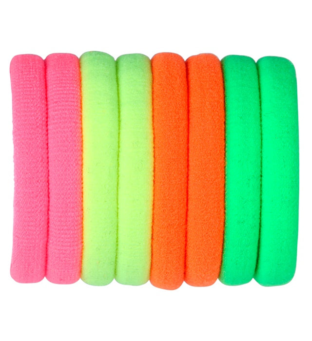 Set Of 8 Neon Hair Ties 4 Colors Ass.