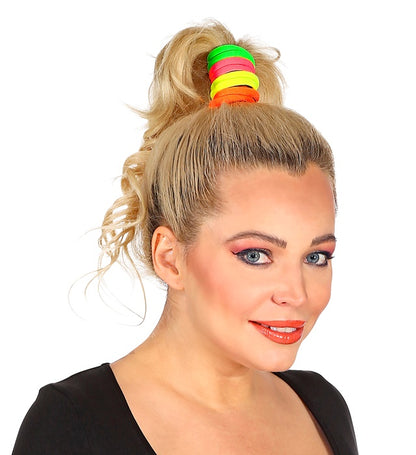 Set Of 8 Neon Hair Ties 4 Colors Ass.