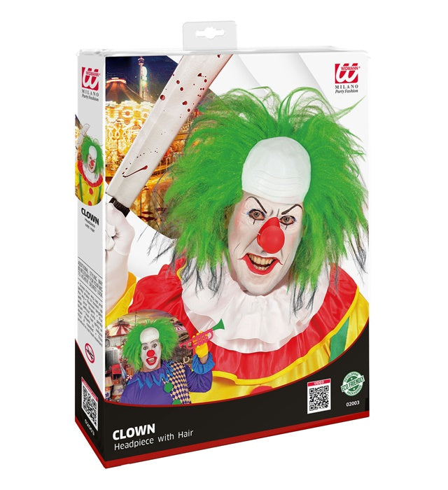 Clown Headpiece With Green Hair In Box