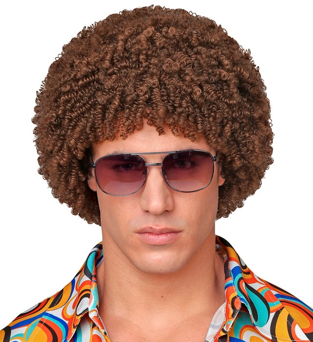 Brown 70S Disco Wig In Polybag