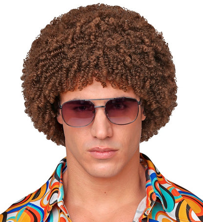 Brown 70S Disco Wig In Polybag